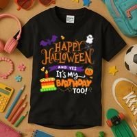 Happy Halloween And Yes It's My Birthday Halloween Apparel Kids T-Shirt thumb 3