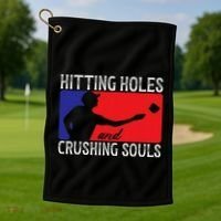 Hitting Holes And Crushing Souls Toss Players Cornhole Golf Towel thumb 1