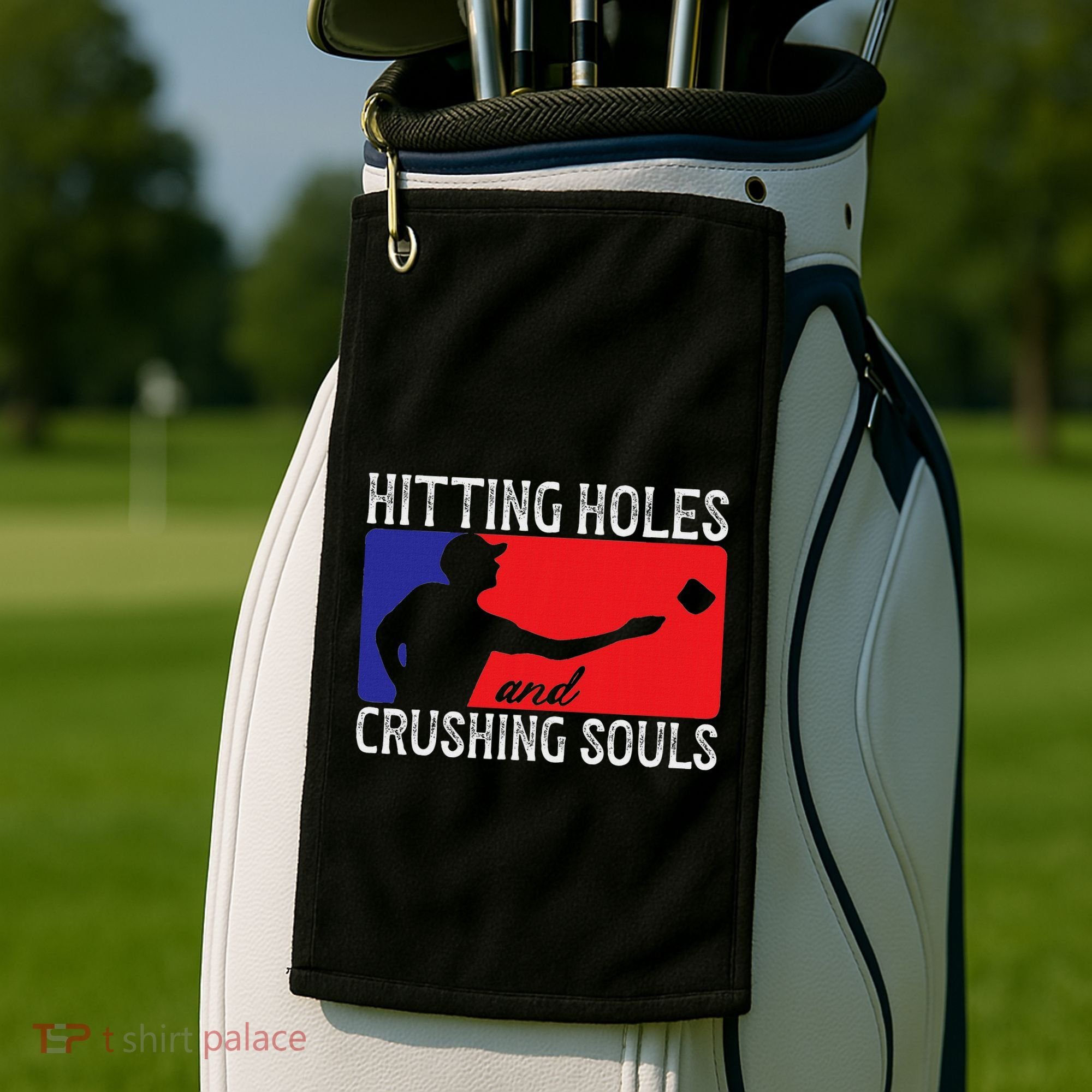 Hitting Holes And Crushing Souls Toss Players Cornhole Golf Towel