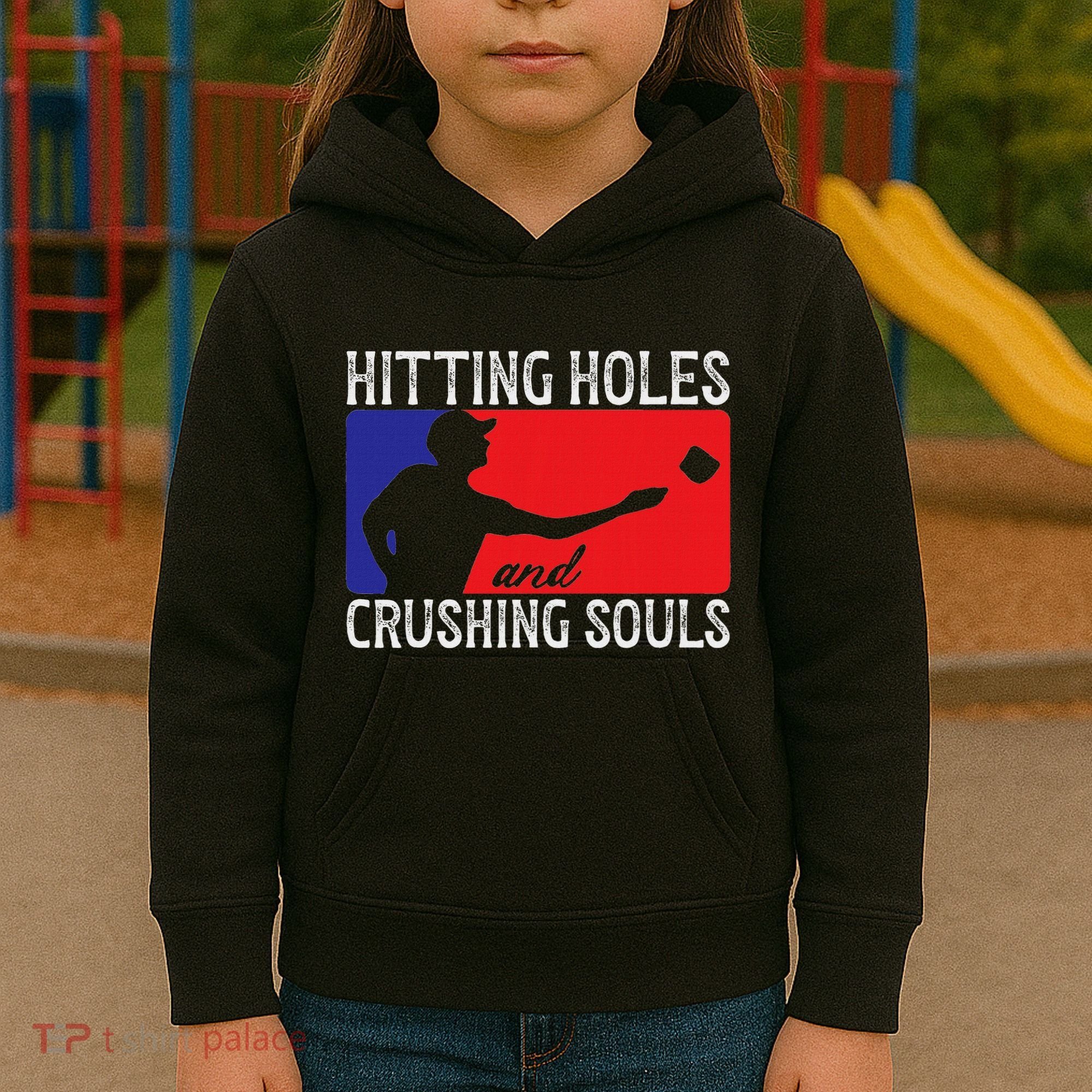 Hitting Holes And Crushing Souls Toss Players Cornhole Kids Hoodie