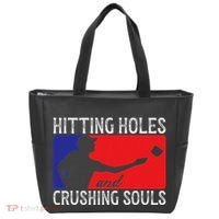 Hitting Holes And Crushing Souls Toss Players Cornhole Tote Bag thumb 0