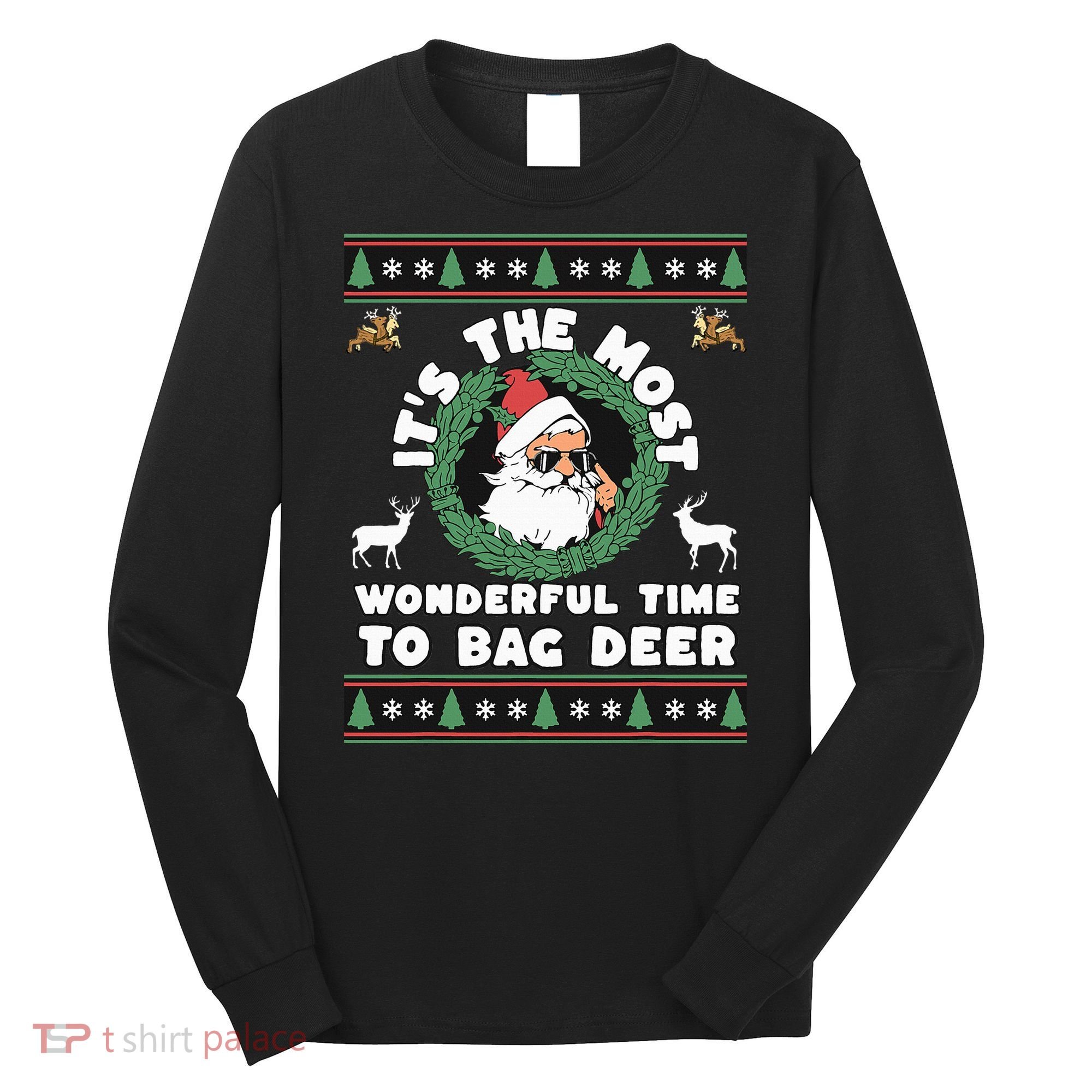 Holiday Hunting Bag with Festive Deer Long Sleeve Shirt