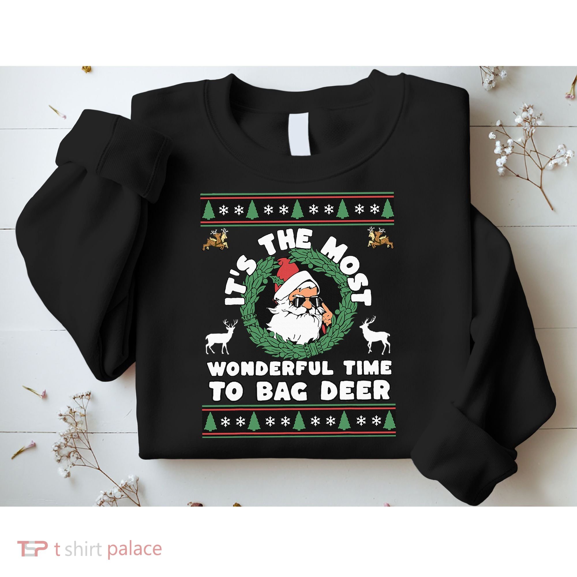 Holiday Hunting Bag with Festive Deer Sweatshirt