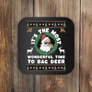 Holiday Hunting Bag with Festive Deer Coaster