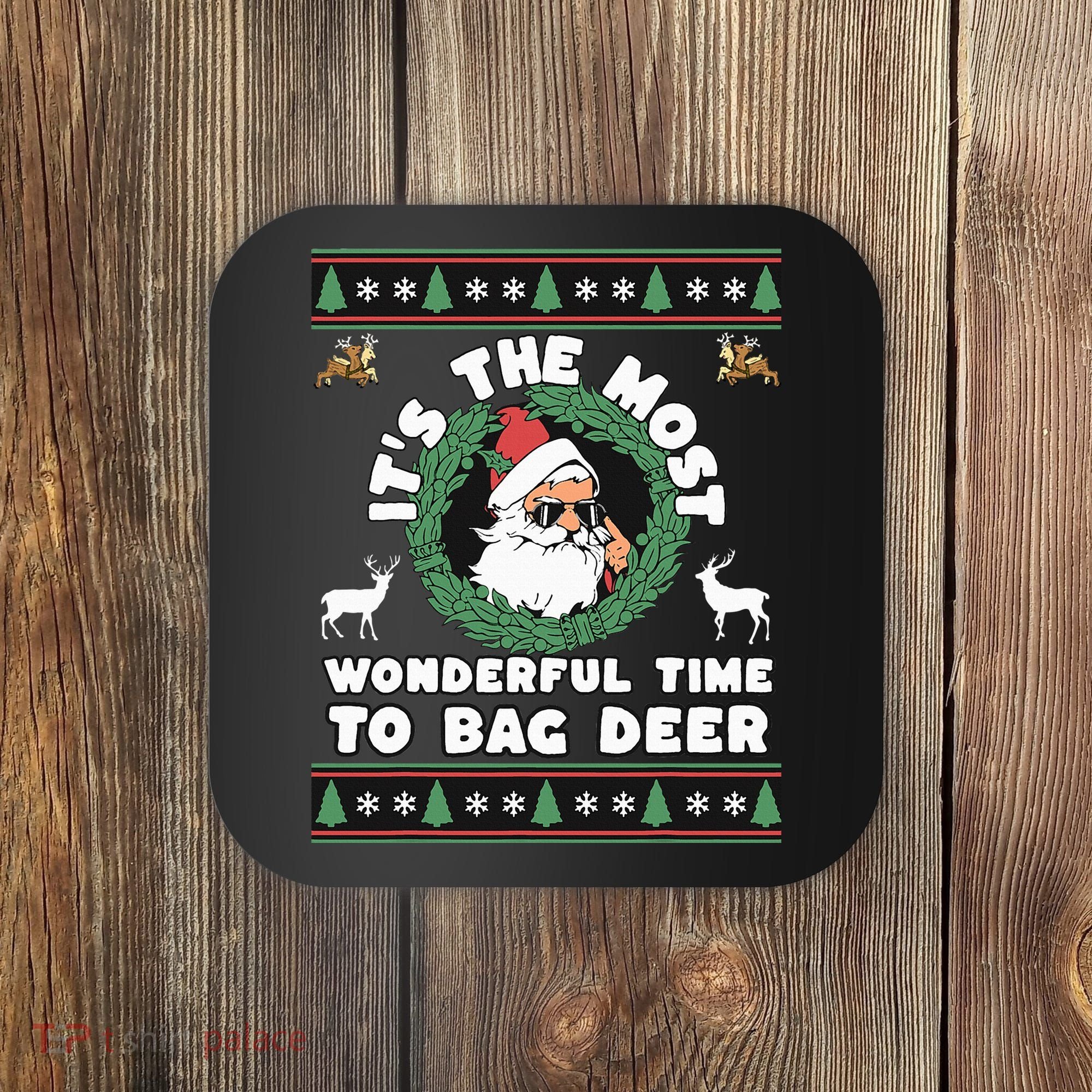 Holiday Hunting Bag with Festive Deer Coaster