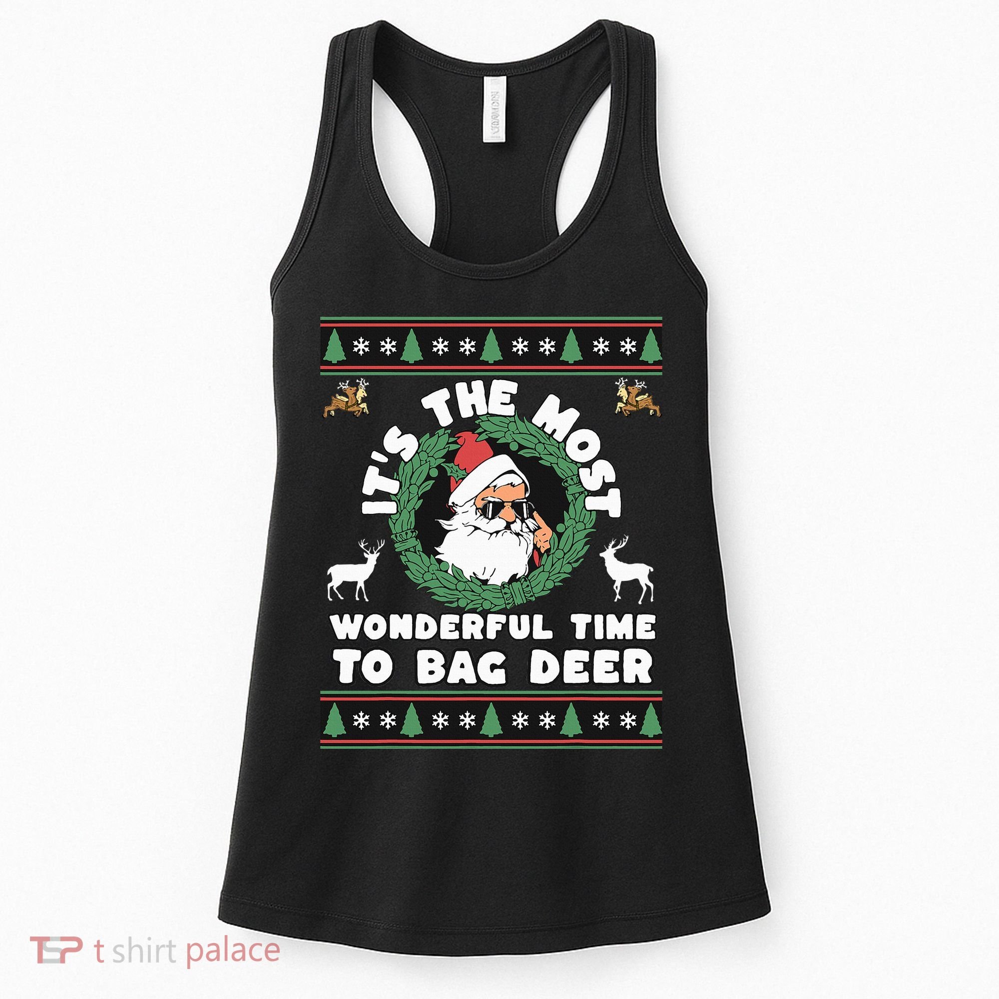 Holiday Hunting Bag with Festive Deer Women's Tank Top
