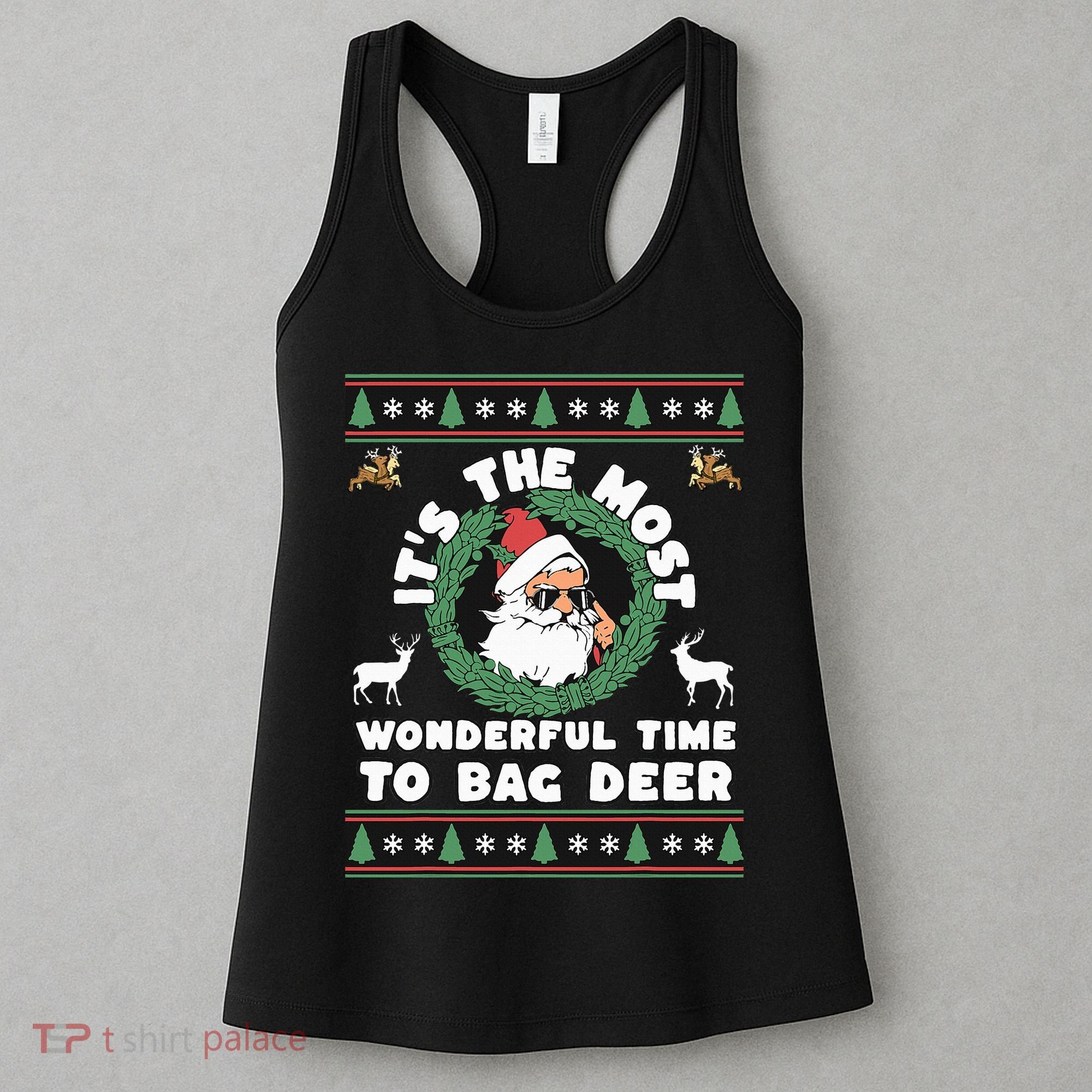 Holiday Hunting Bag with Festive Deer Women's Tank Top