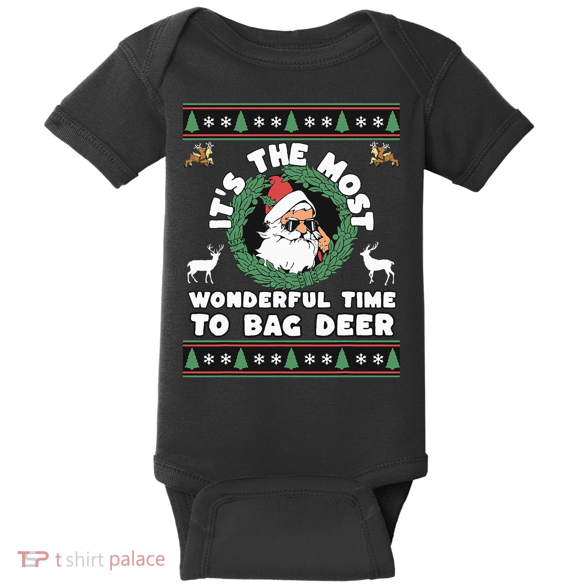 Holiday Hunting Bag with Festive Deer Baby Bodysuit