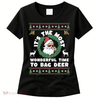 Holiday Hunting Bag with Festive Deer Women's T-Shirt