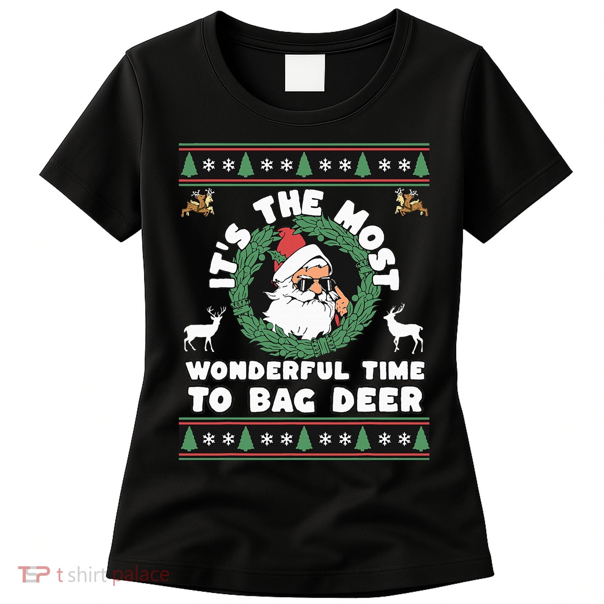 Holiday Hunting Bag with Festive Deer Women's T-Shirt