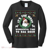 Holiday Hunting Bag with Festive Deer Kids Long Sleeve Shirt thumb 0