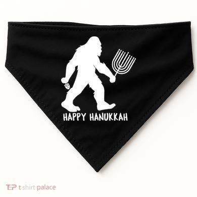 Happy Hanukkah Bigfoot Funny Gift USA-Made Doggie Bandana