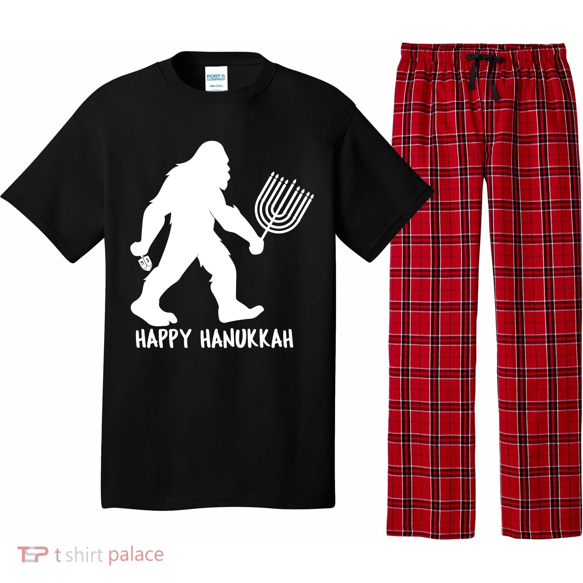 Happy Hanukkah Bigfoot Funny Gift Pajama Set