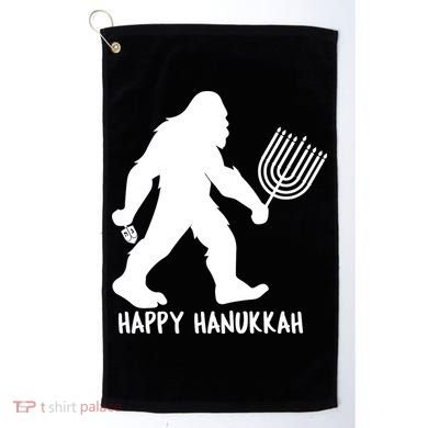 Happy Hanukkah Bigfoot Funny Gift Golf Towel