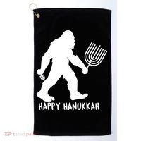 Happy Hanukkah Bigfoot Funny Gift Golf Towel thumb 0