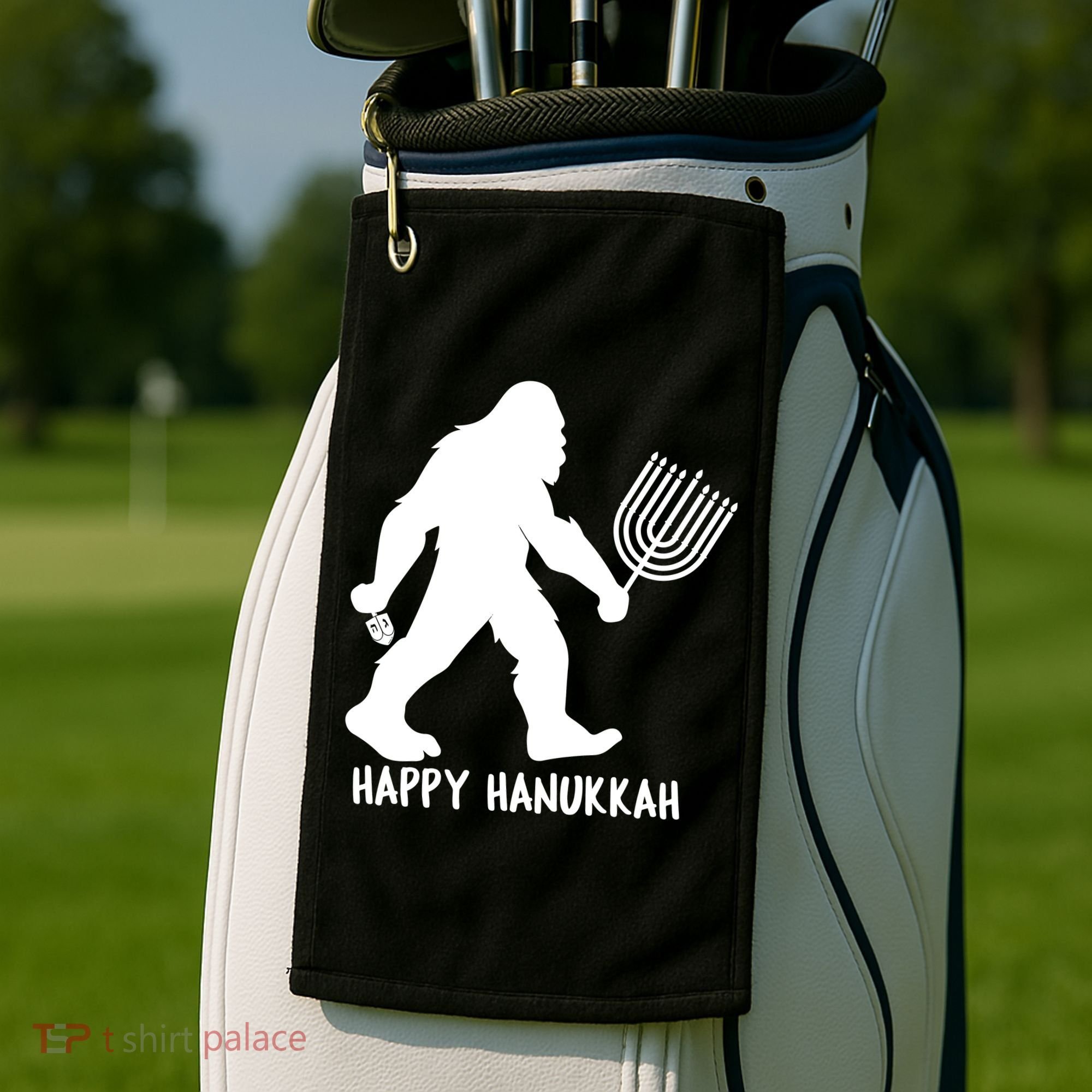 Happy Hanukkah Bigfoot Funny Gift Golf Towel