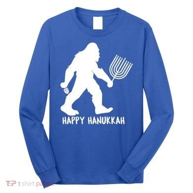 Happy Hanukkah Bigfoot Funny Gift Long Sleeve Shirt