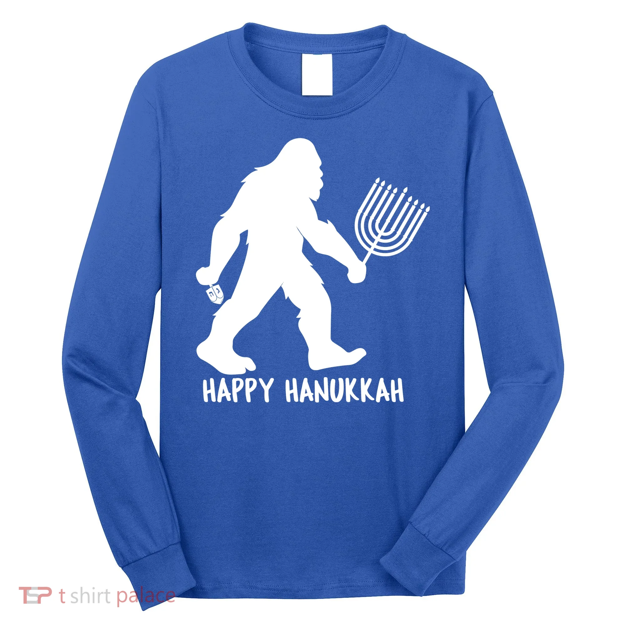 Happy Hanukkah Bigfoot Funny Gift Long Sleeve Shirt