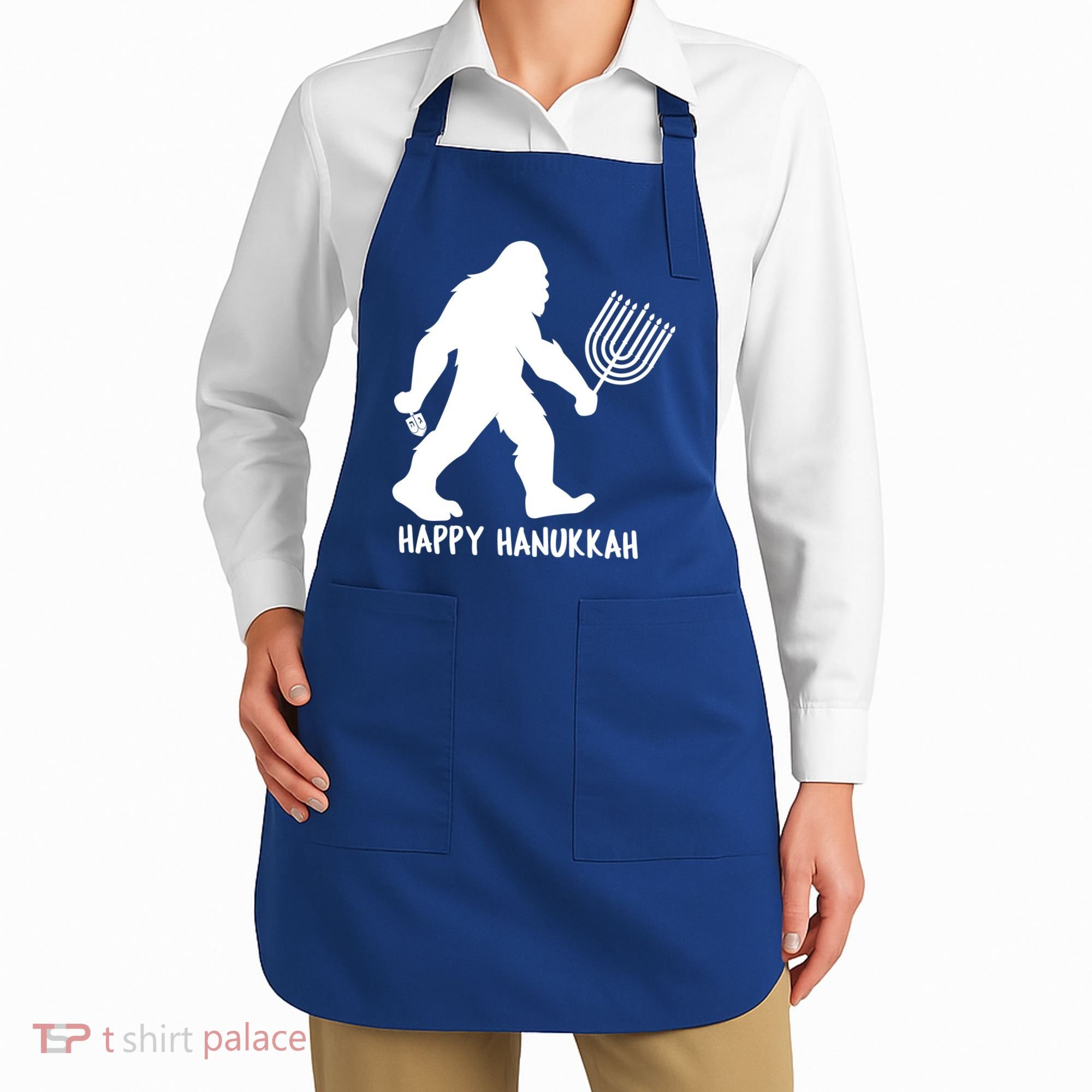 Happy Hanukkah Bigfoot Funny Gift Apron