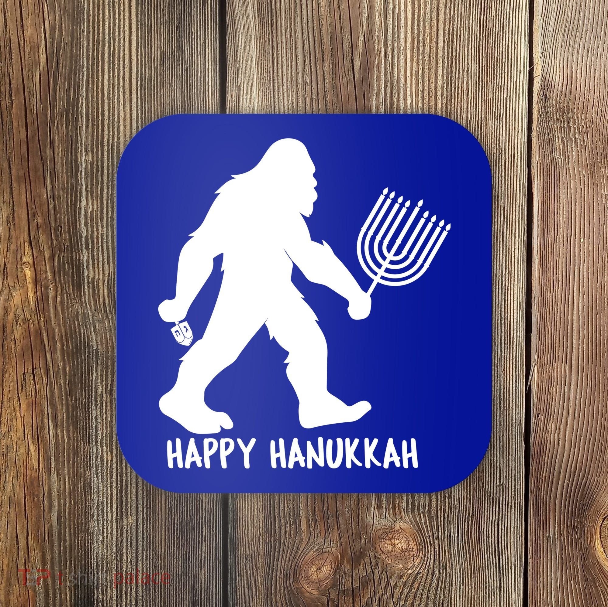 Happy Hanukkah Bigfoot Funny Gift Coaster