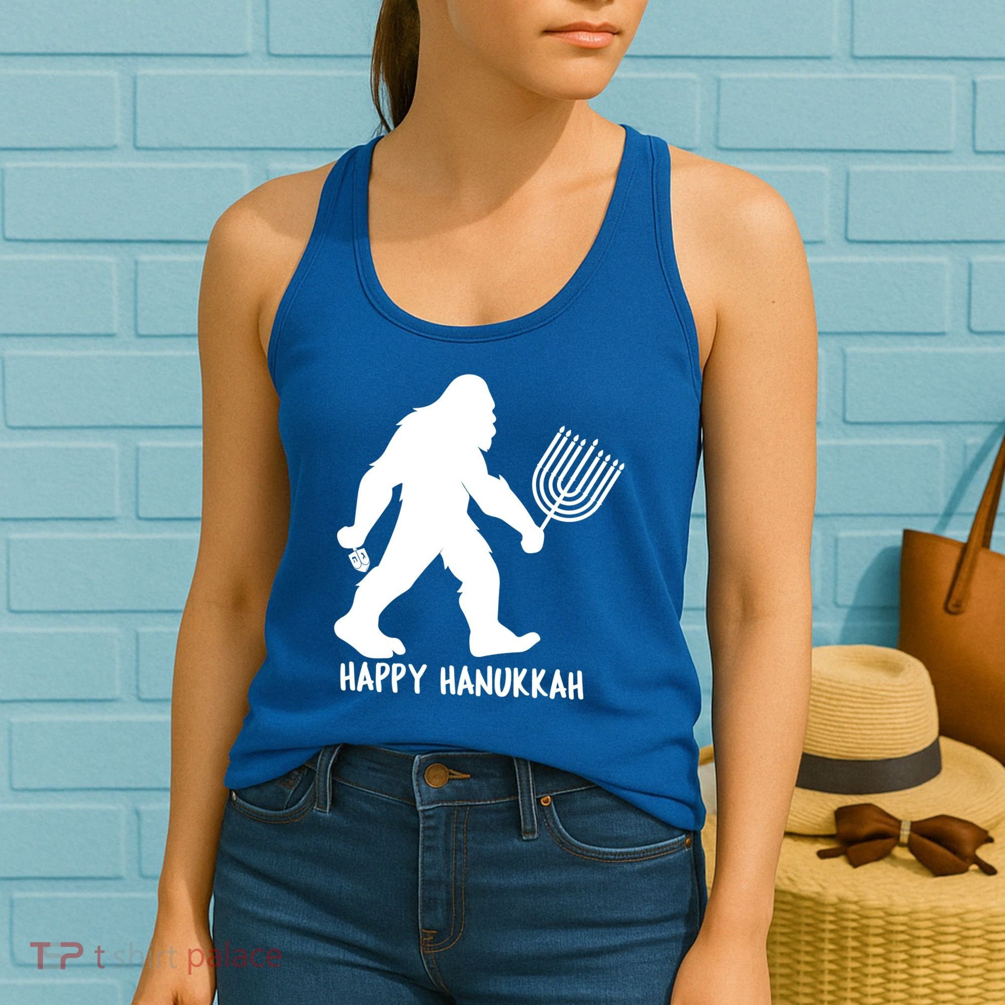 Happy Hanukkah Bigfoot Funny Gift Women's Tank Top