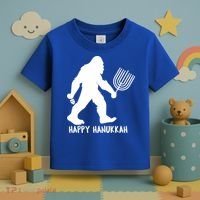 Happy Hanukkah Bigfoot Funny Gift Toddler T-Shirt thumb 3