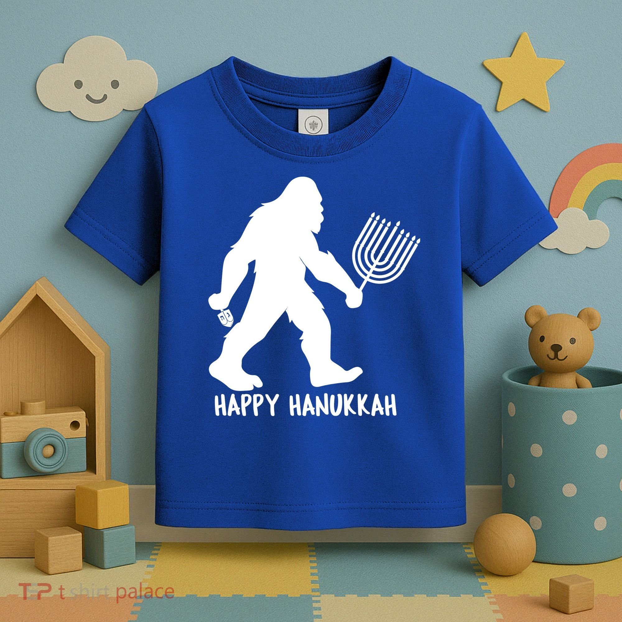 Happy Hanukkah Bigfoot Funny Gift Toddler T-Shirt
