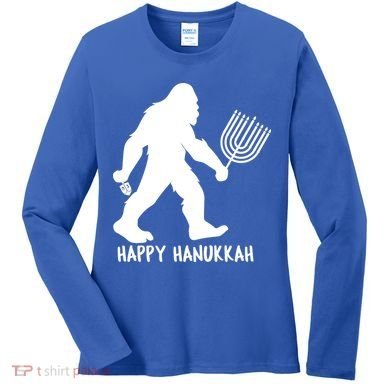 Happy Hanukkah Bigfoot Funny Gift Women's Long Sleeve Shirt