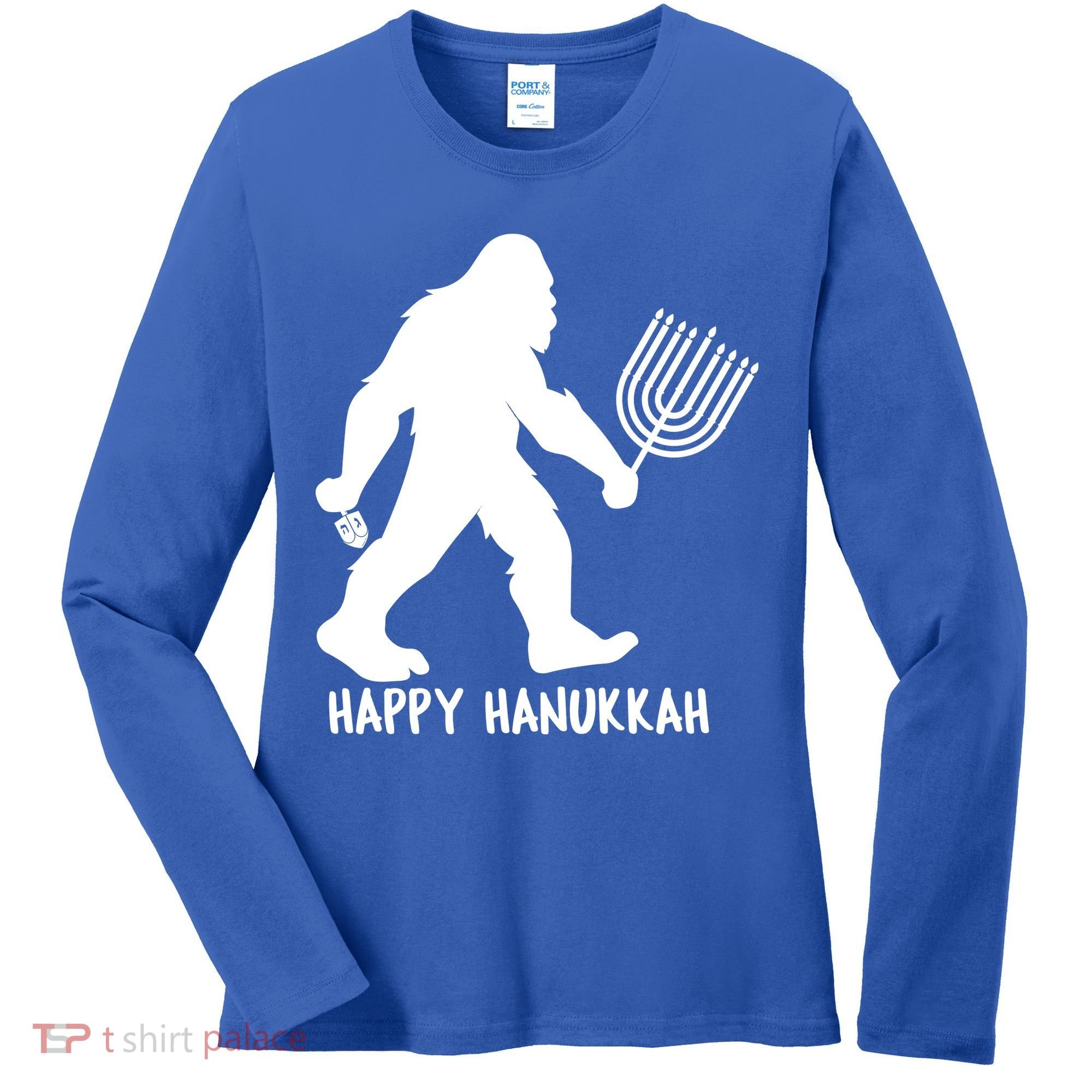 Happy Hanukkah Bigfoot Funny Gift Women's Long Sleeve Shirt