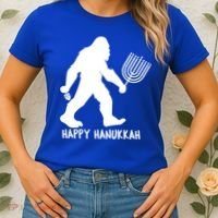 Happy Hanukkah Bigfoot Funny Gift Women's T-Shirt thumb 2