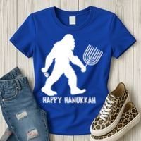 Happy Hanukkah Bigfoot Funny Gift Women's T-Shirt thumb 3