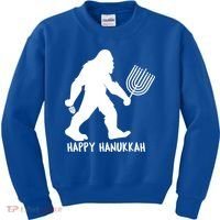 Happy Hanukkah Bigfoot Funny Gift Kids Sweatshirt thumb 0