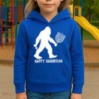 Happy Hanukkah Bigfoot Funny Gift Kids Hoodie thumb 3