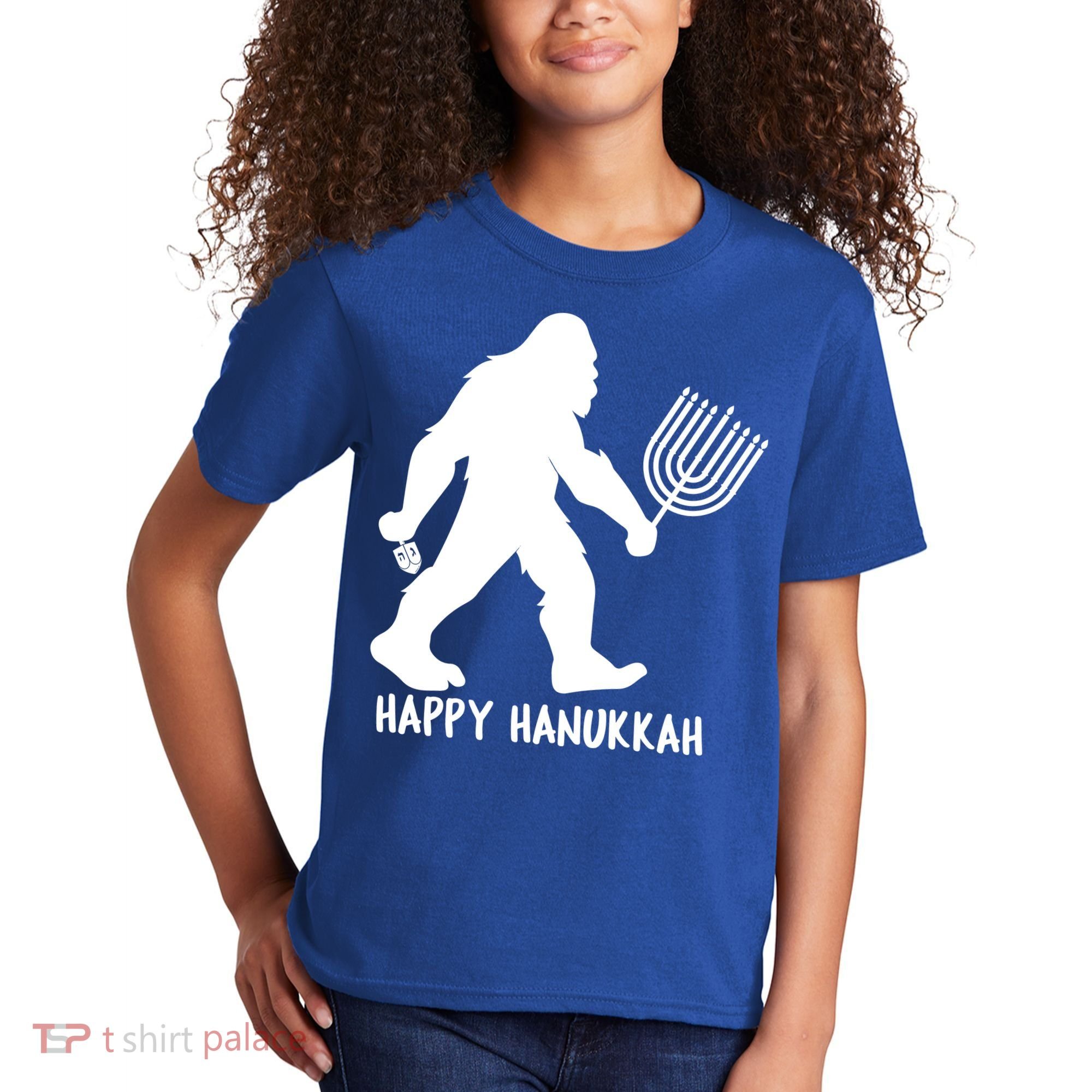 Happy Hanukkah Bigfoot Funny Gift Kids T-Shirt