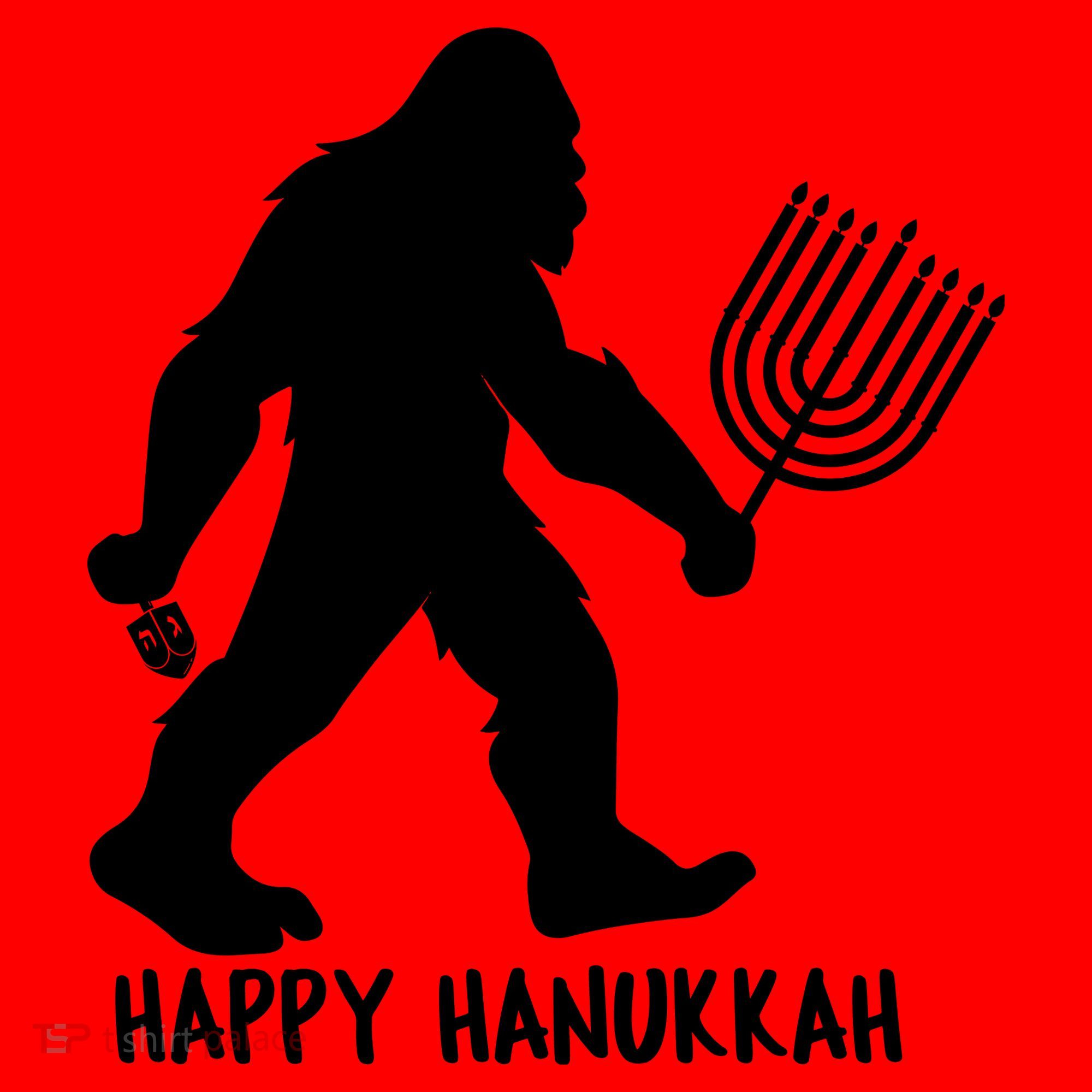 Happy Hanukkah Bigfoot Funny Gift Santa Hat