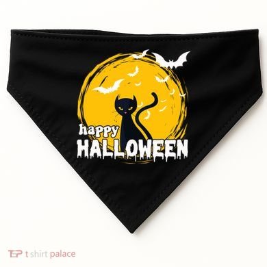 Happy Halloween Black Cat Spooky USA-Made Doggie Bandana