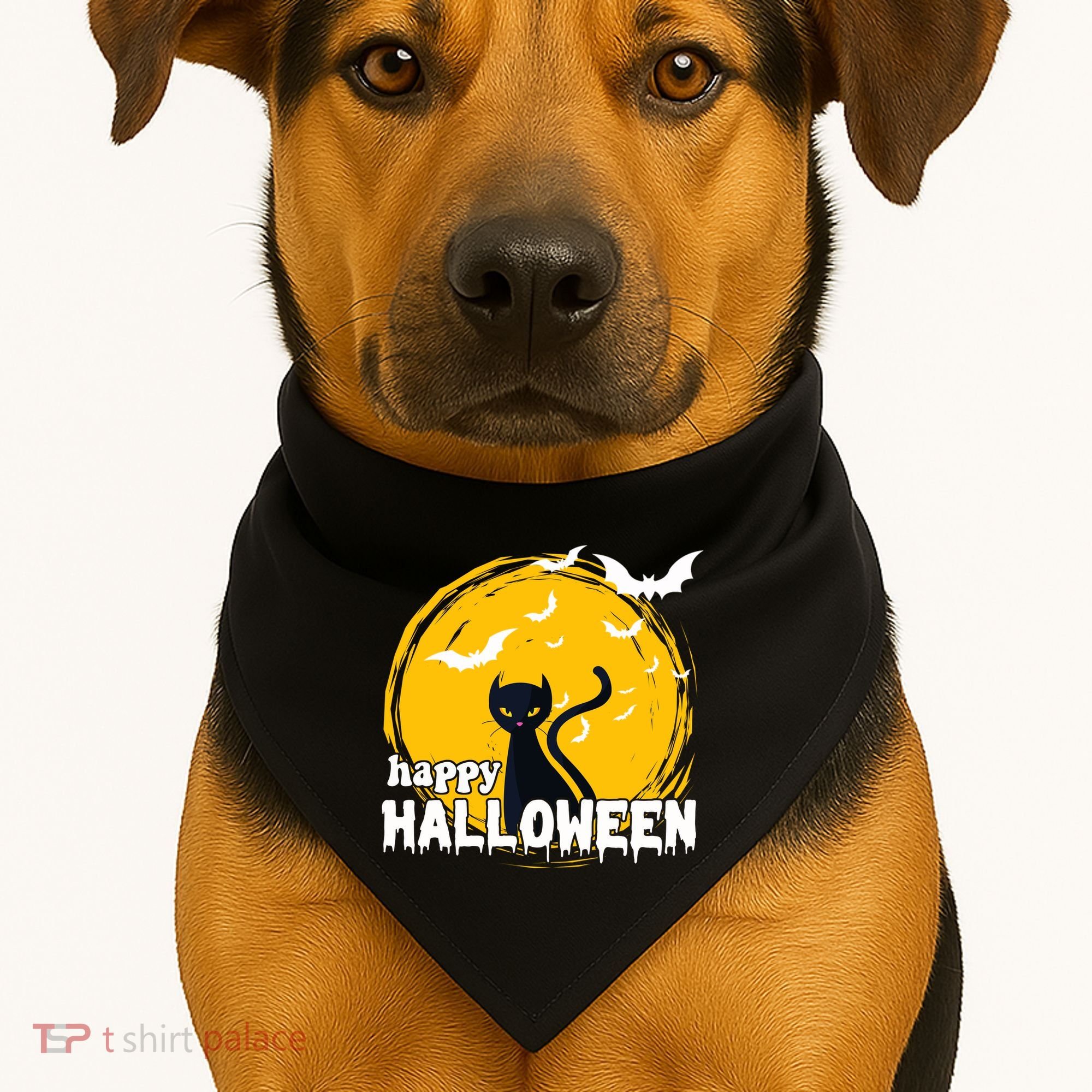 Happy Halloween Black Cat Spooky USA-Made Doggie Bandana