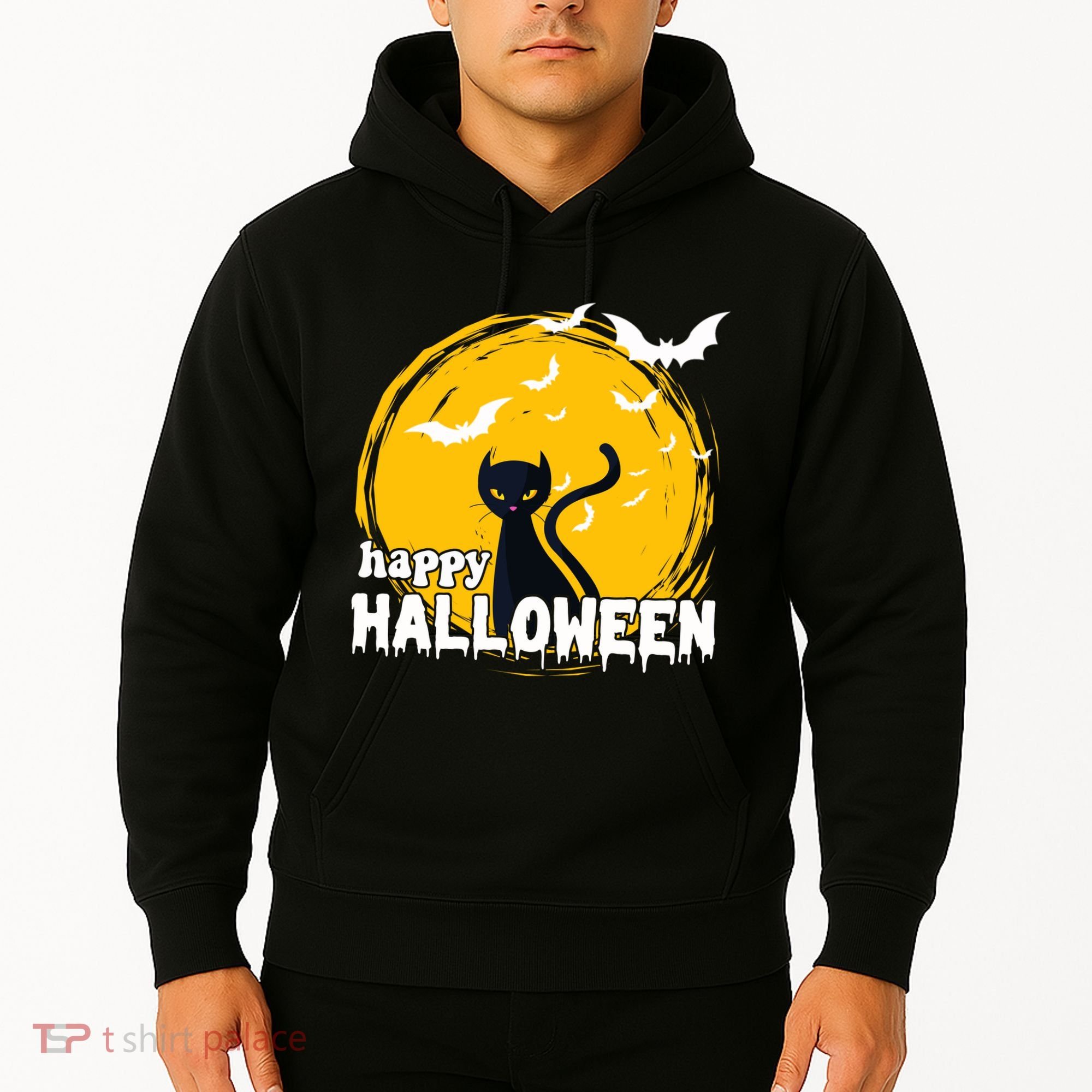 Happy Halloween Black Cat Spooky Hoodie