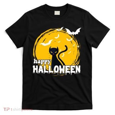 Happy Halloween Black Cat Spooky T-Shirt