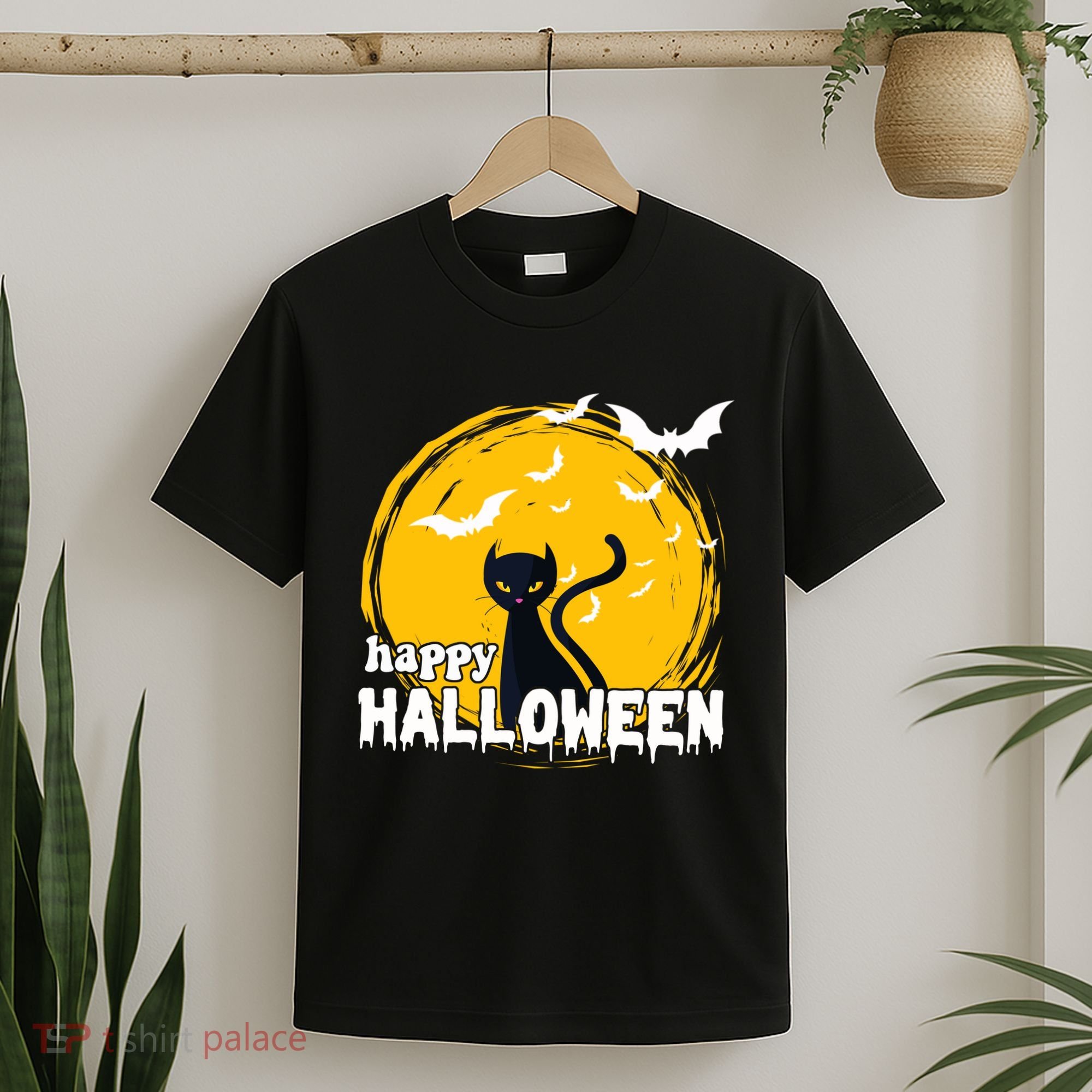 Happy Halloween Black Cat Spooky T-Shirt