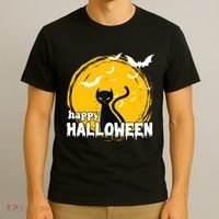 Happy Halloween Black Cat Spooky T-Shirt thumb 3