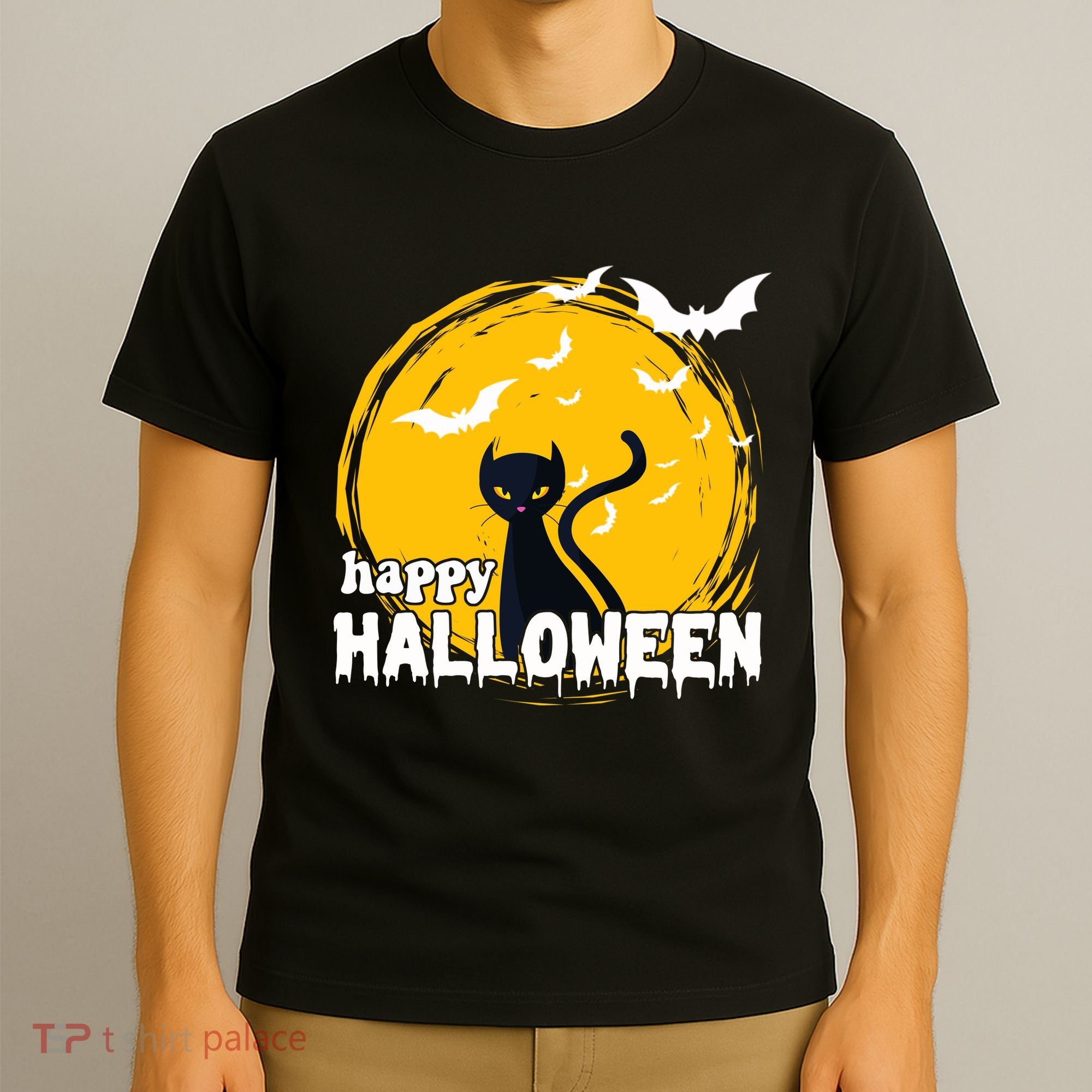 Happy Halloween Black Cat Spooky T-Shirt
