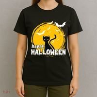 Happy Halloween Black Cat Spooky T-Shirt thumb 4