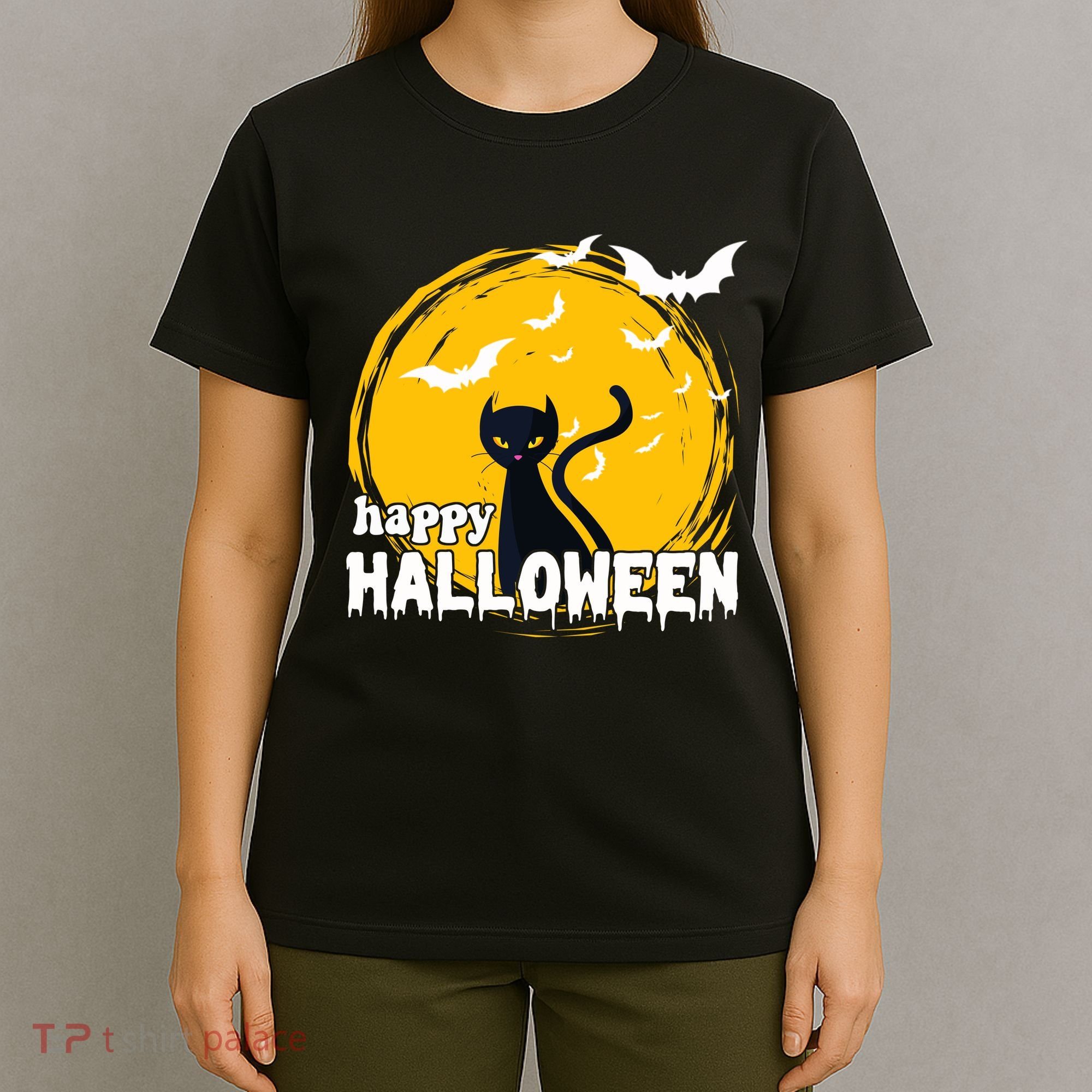 Happy Halloween Black Cat Spooky T-Shirt