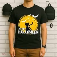 Happy Halloween Black Cat Spooky T-Shirt thumb 6