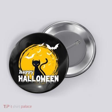 Happy Halloween Black Cat Spooky Button