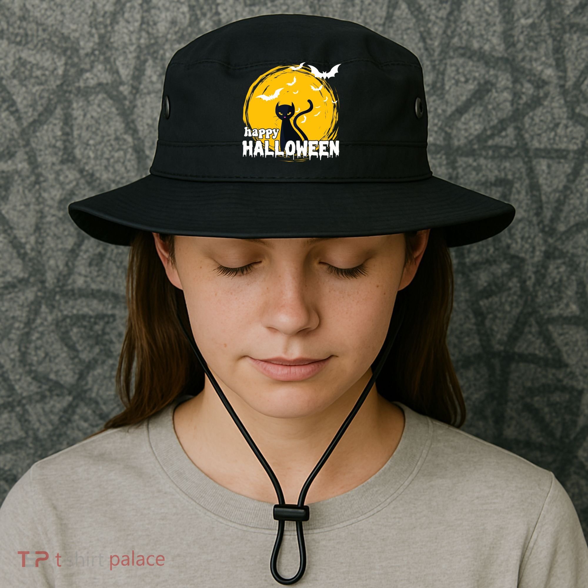 Happy Halloween Black Cat Spooky Bucket Hat