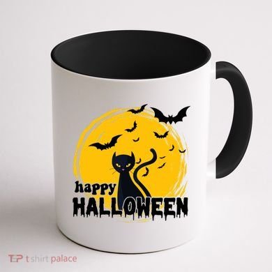 Happy Halloween Black Cat Spooky Coffee Mug back