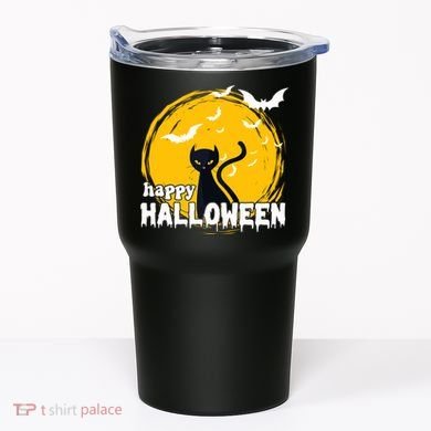 Happy Halloween Black Cat Spooky Tumbler
