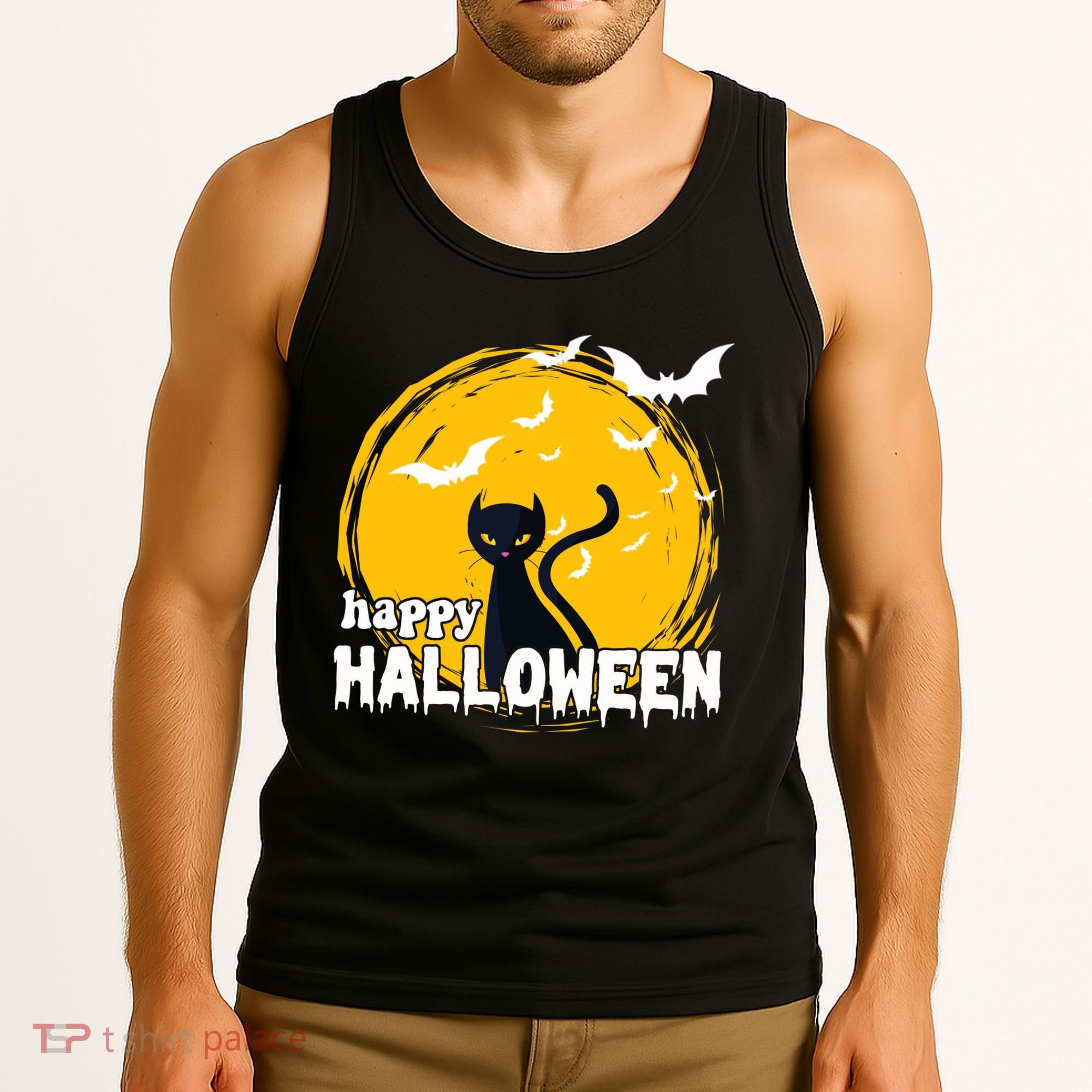 Happy Halloween Black Cat Spooky Tank Top